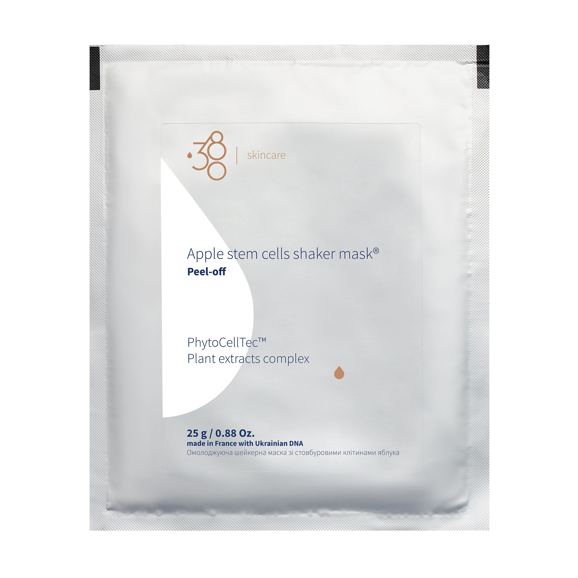 Омолоджувальна шейкерна маска для обличчя 380 Skincare Apple Stem Cells Shaker Mask зі стовбуровими клітинами яблука, 25 г